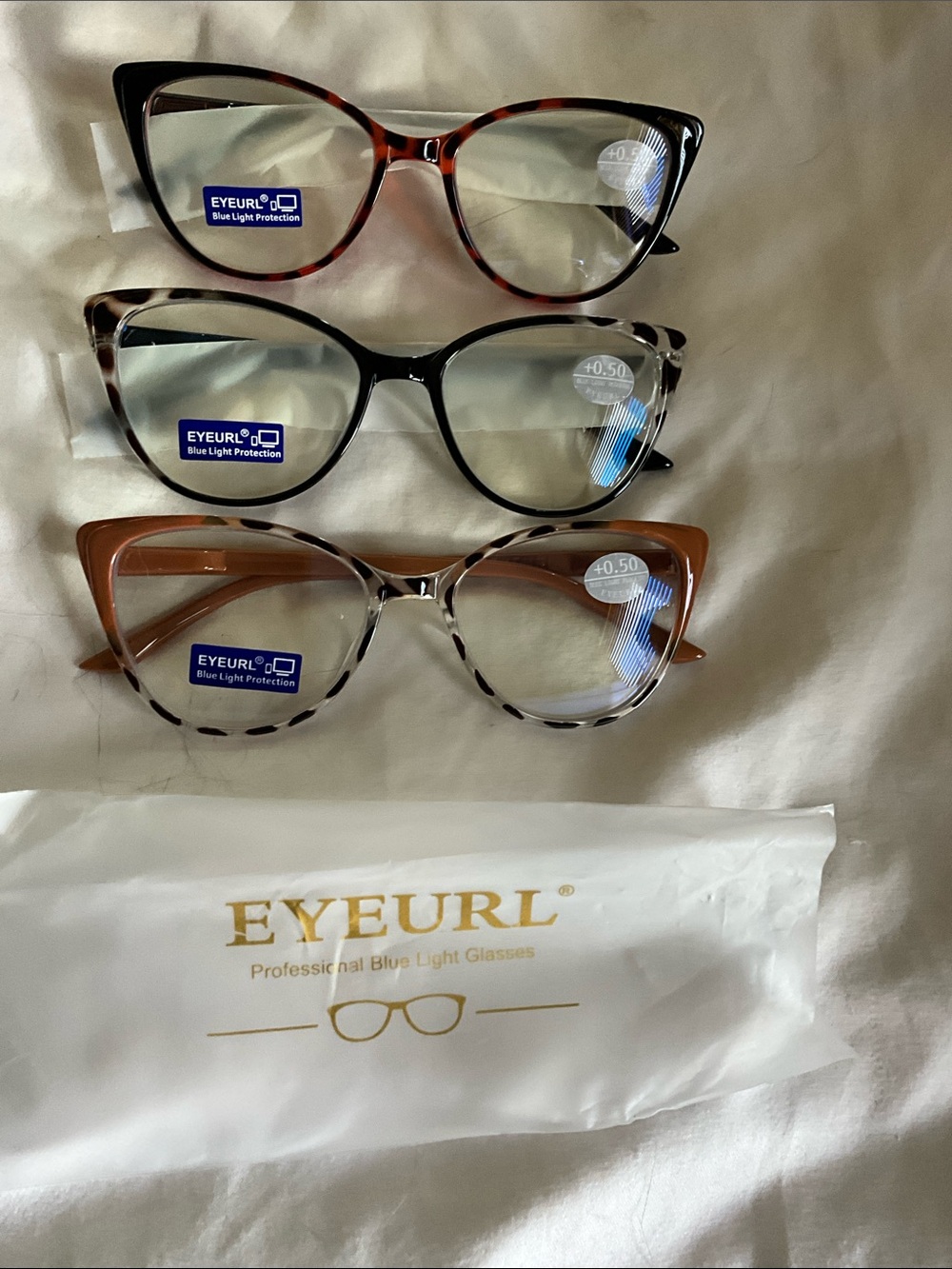 Eyeurl Blue Light Reading Glasses - Brown/Tortoiseshell/Black +0.50 Strength 3 P